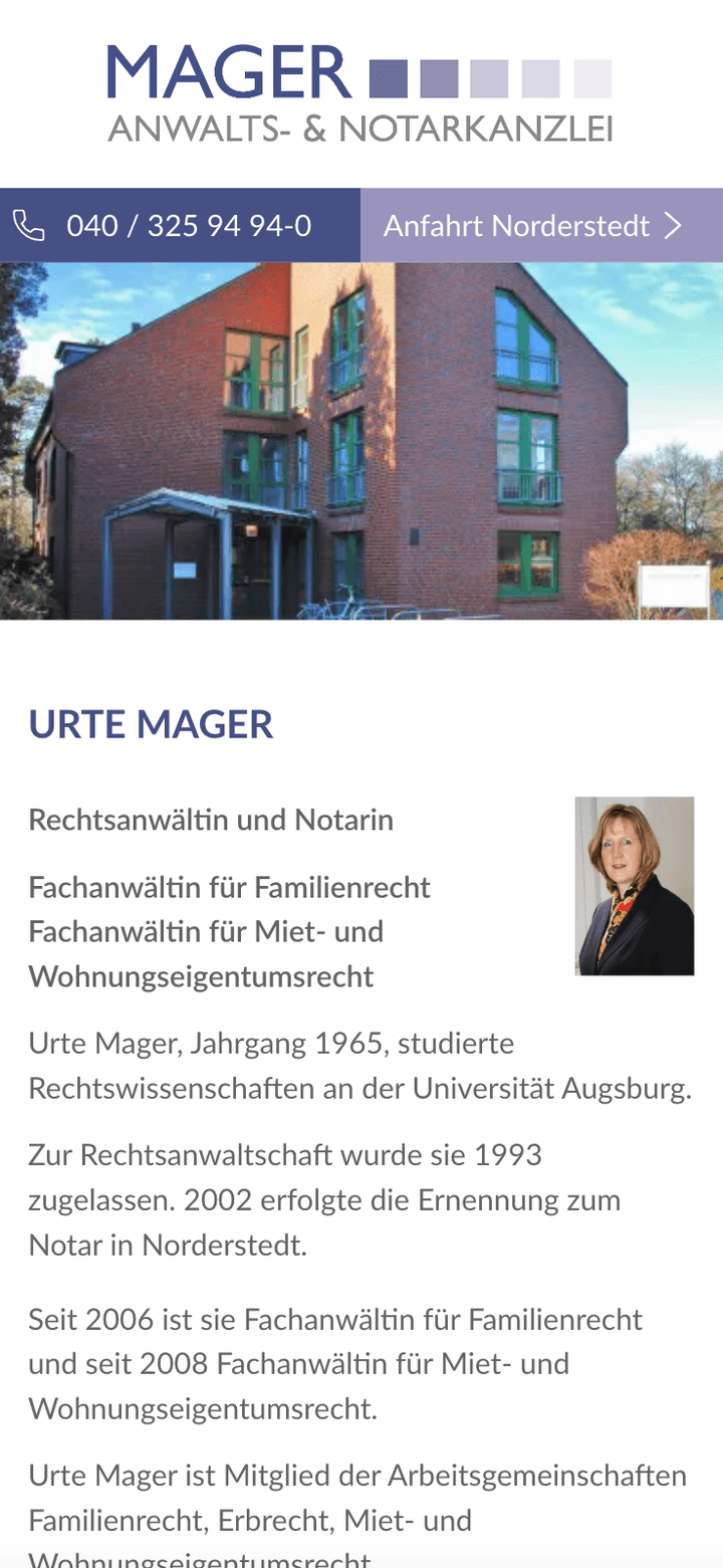 Mager – Anwalts- & Notarkanzlei auf Mobilgeräten